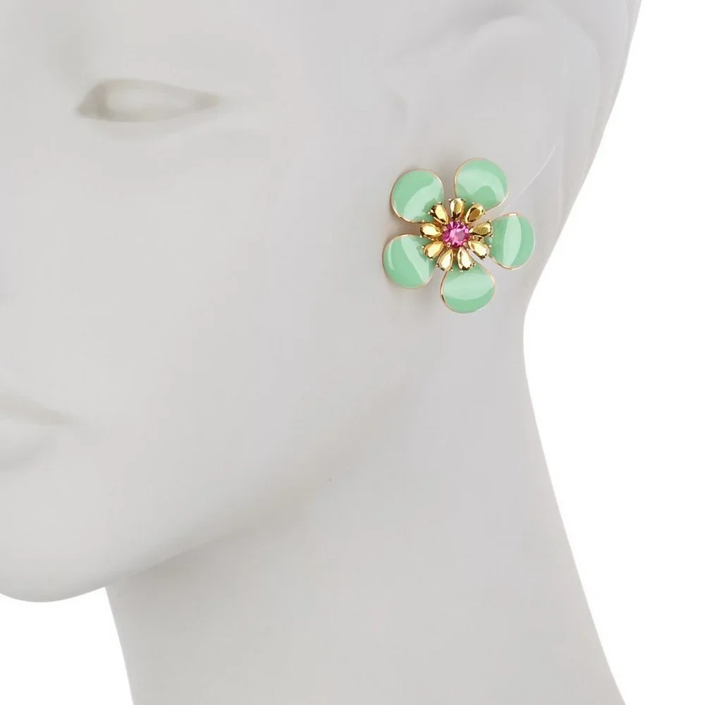NWT Kate Spade Floral Stud Earrings, Green